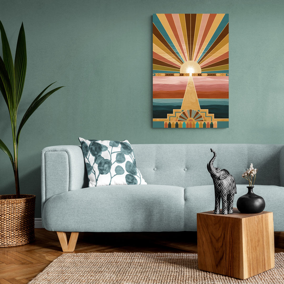 Santa Fe Sunburst Design - Canvas Wall Art Living Room