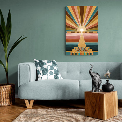Santa Fe Sunburst Design - Canvas Wall Art Living Room