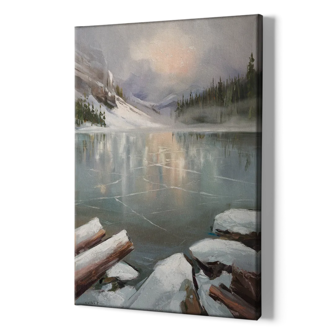 Lake Placid Frozen Lake Beauty - Canvas Print Art Sides