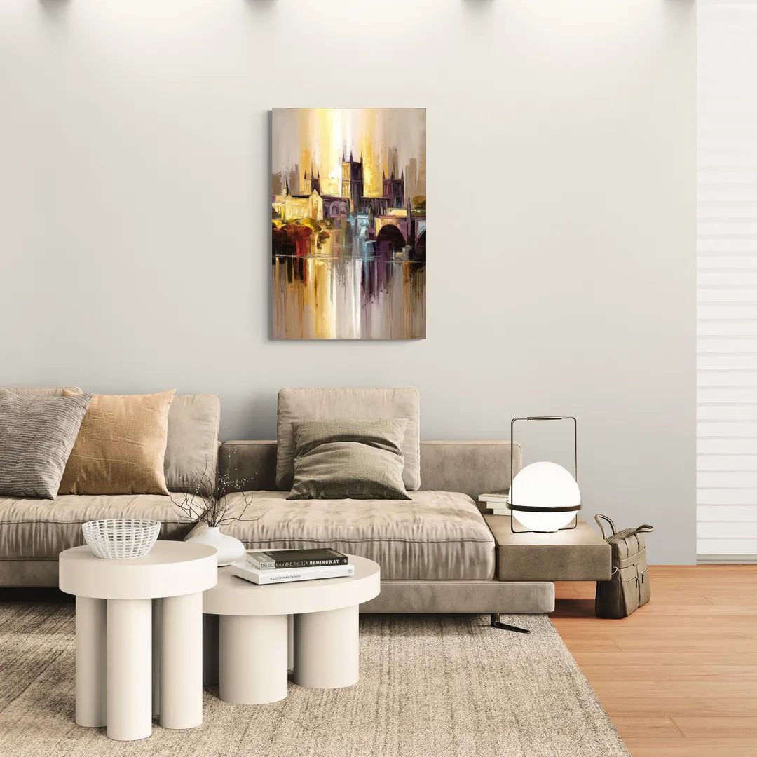 Durham Cityscape Reflection - Canvas Wall Art Living Room