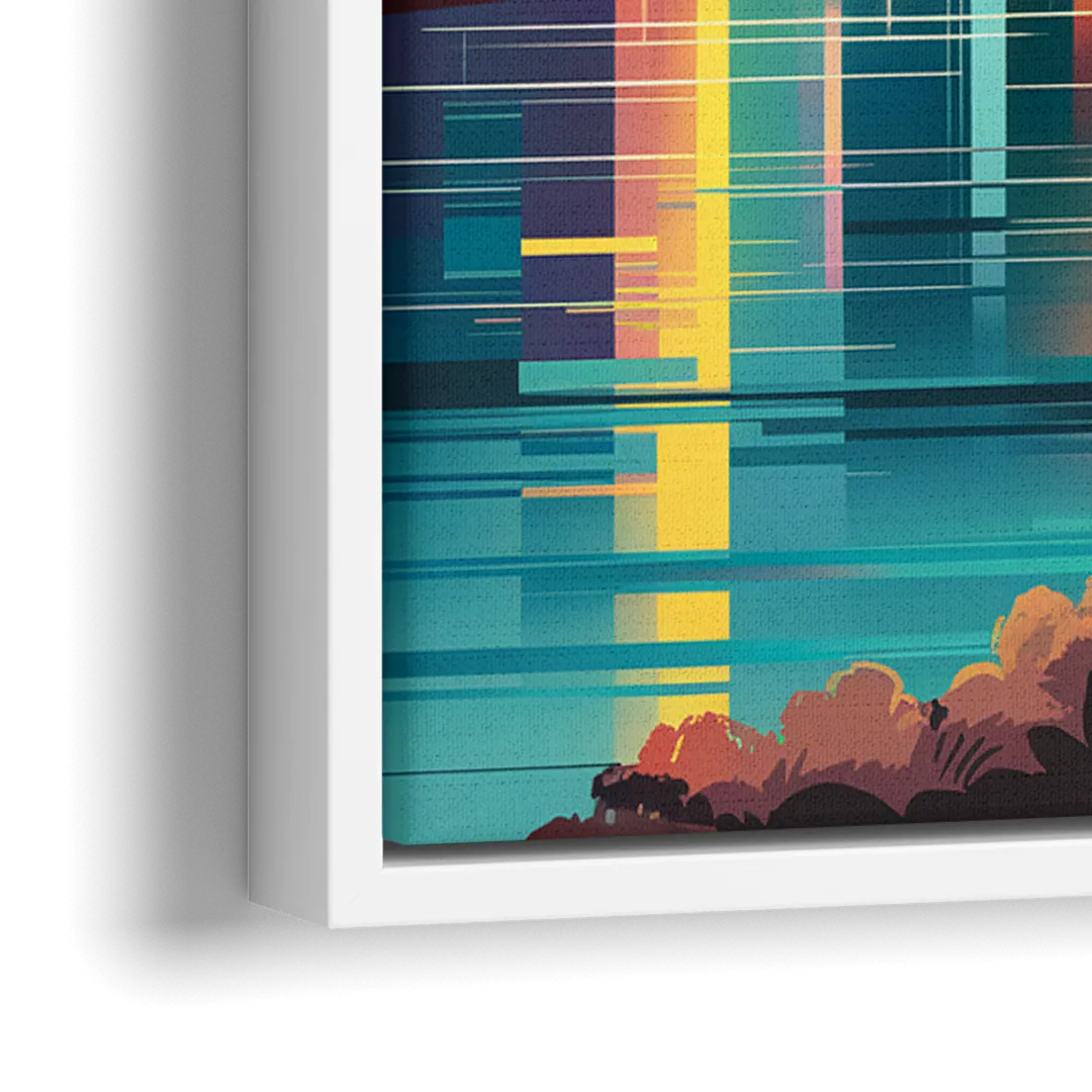Miami Sunset Boulevard - Close-Up White Frame Canvas