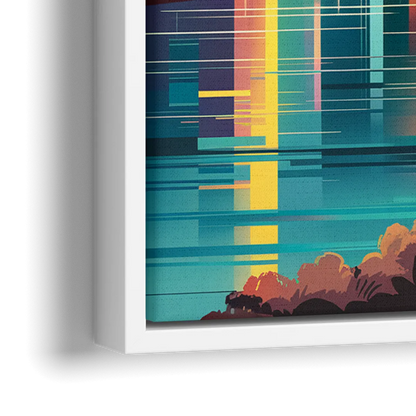 Miami Sunset Boulevard - Close-Up White Frame Canvas