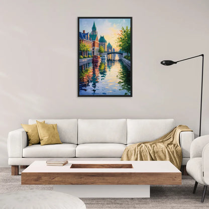 Rideau Canal Reflections - Living Room Black Frame Canvas