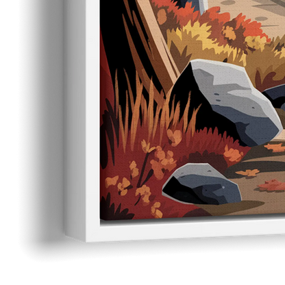 Lake Tahoe Autumn Colors - Close-Up White Frame Canvas
