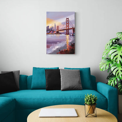 San Francisco Waterfront View Bay - Canvas Wall Art Living Room