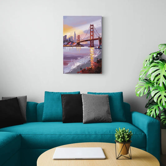 San Francisco Waterfront View Bay - Canvas Wall Art Living Room