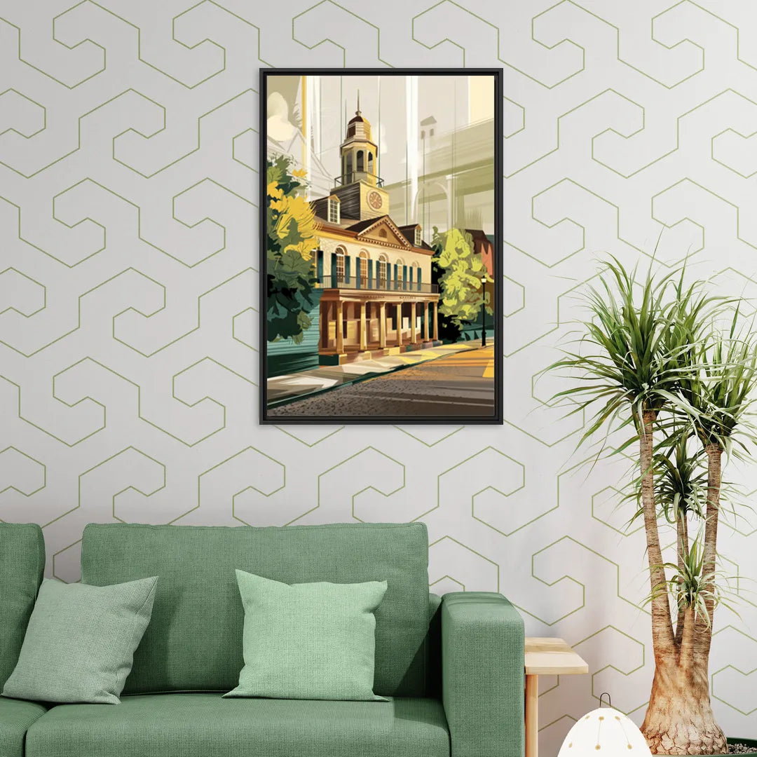 Fayetteville Historic Landmarks - Living Room Black Frame Canvas