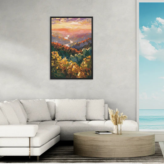 Gatlinburg Scenic Smoky Mountains - Living Room Black Frame Canvas