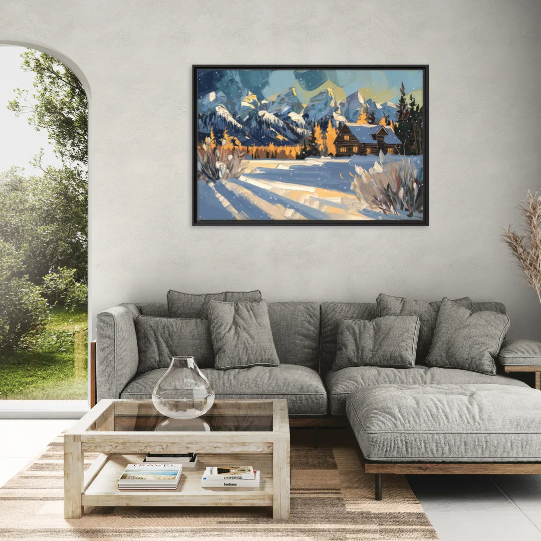 Jackson Hole Winter Wonderland - Living Room Black Frame Canvas