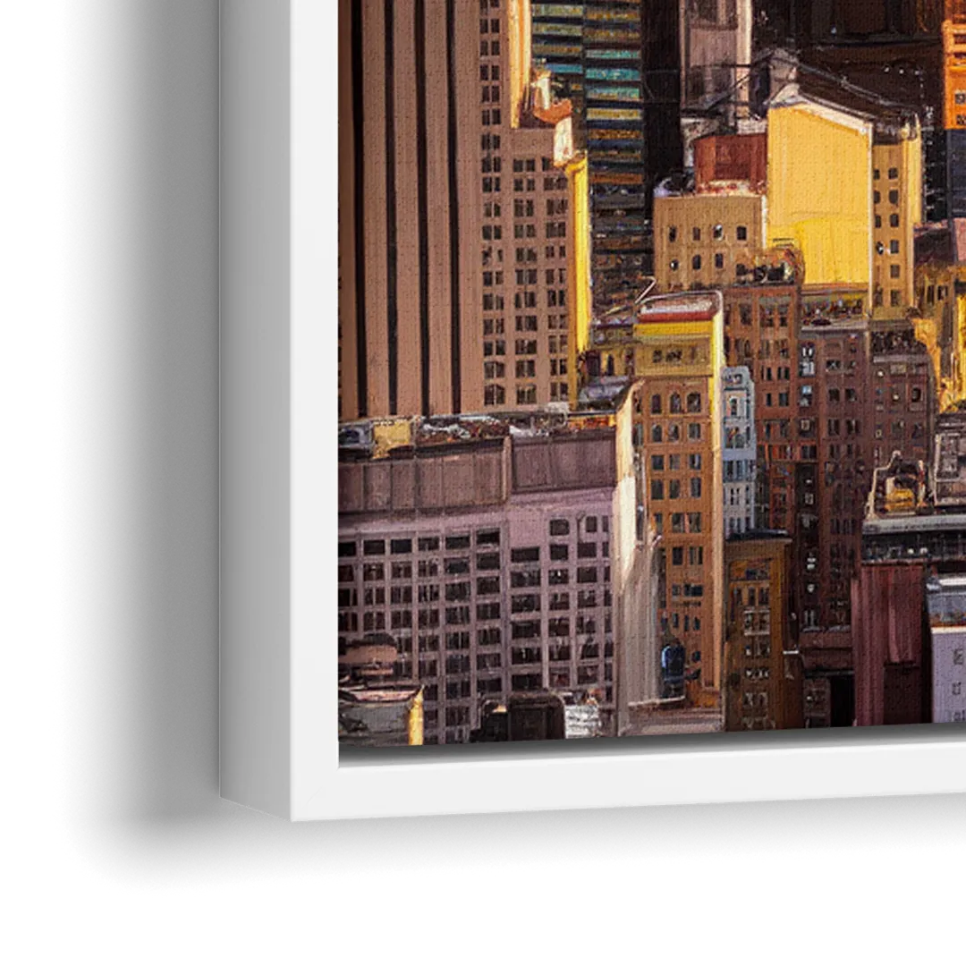 New York City Midtown Skyline - Close-Up White Frame Canvas