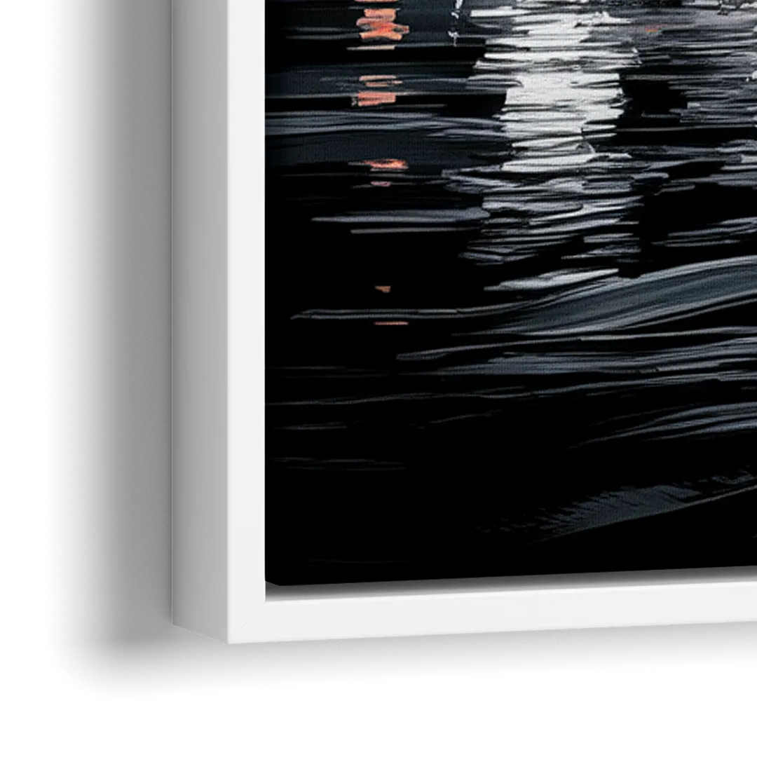 Boston Black and White Aesthetic - Close-Up White Frame Canvas