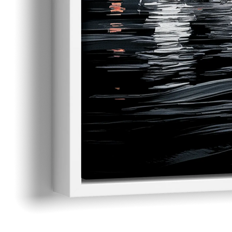 Boston Black and White Aesthetic - Close-Up White Frame Canvas