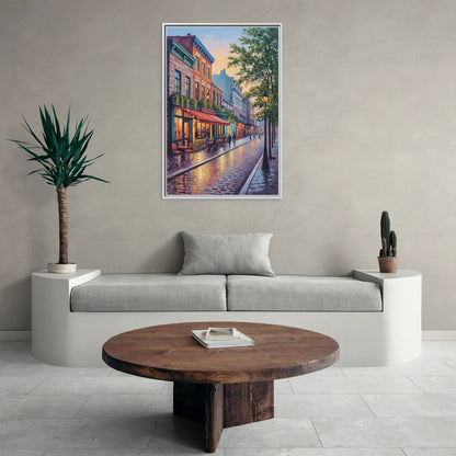 Old Montreal Streets - Living Room White Frame Canvas