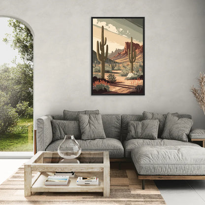 Chandler Arizona Cactus - Living Room Black Frame Canvas