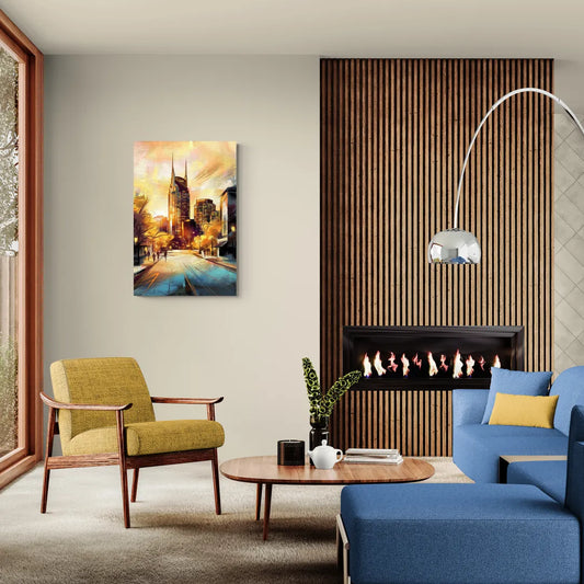 Nashville Downtown Streets - Canvas Wall Art Living Room
