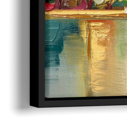Washington Sunny Cityscapes - Close-Up Black Frame Canvas