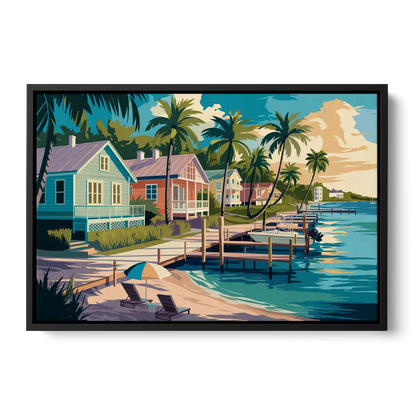 Key West Florida Coastline - Black Frame Canvas