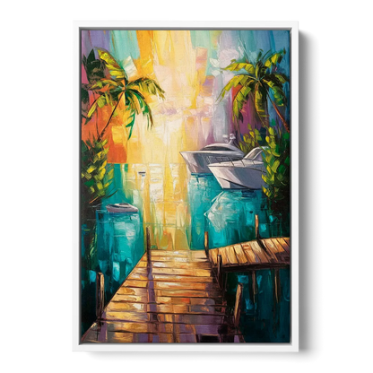Key West Harbor Views - White Frame Canvas