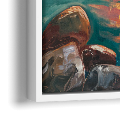 Lake Tahoe Sunset Reflections - Close-Up White Frame Canvas