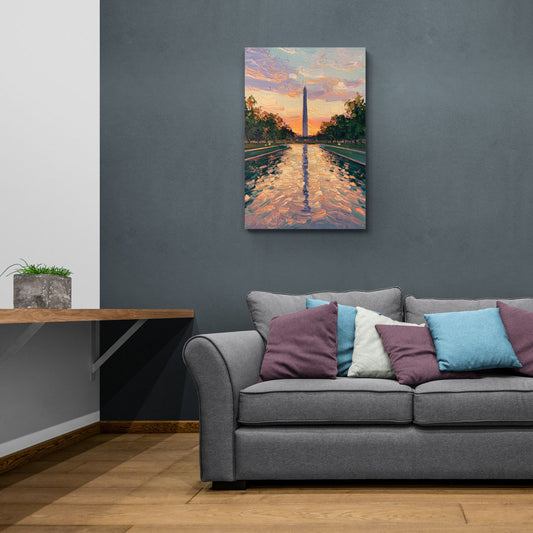 Washington Monument Reflection - Canvas Wall Art Living Room