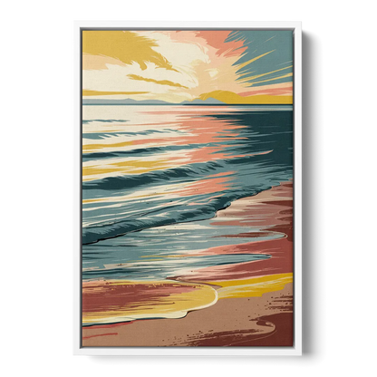 Dunedin Sunset Over Water - White Frame Canvas