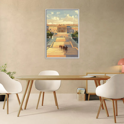 Philadelphia Art Museum Steps - Living Room White Frame Canvas