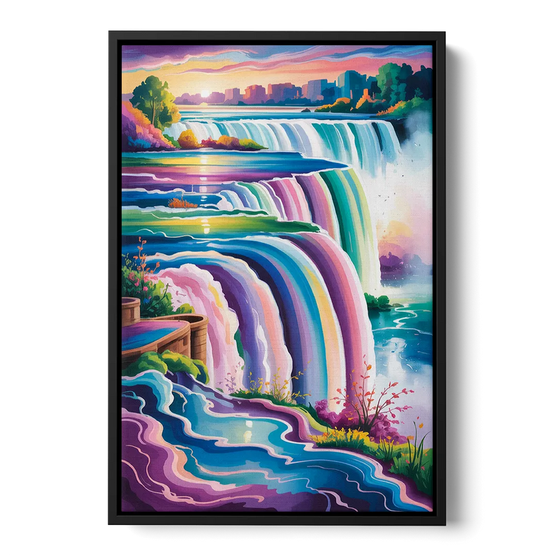 Niagara Falls Summer View - Black Frame Canvas