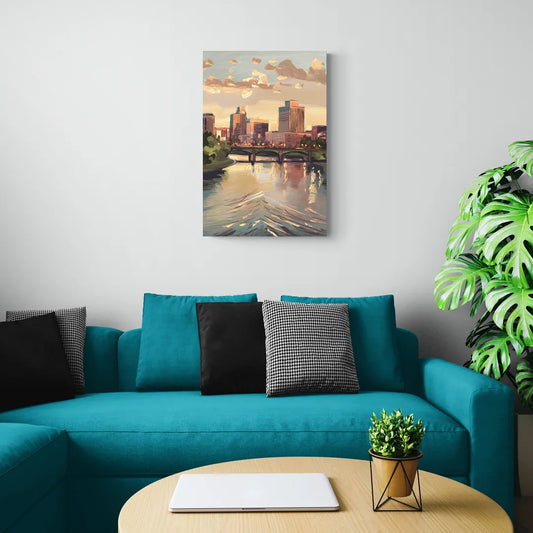 Little Rock Downtown Panorama - Canvas Wall Art Living Room