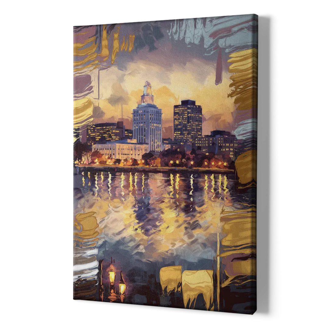 Providence Cityscape Reflection - Canvas Print Art Sides