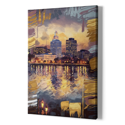 Providence Cityscape Reflection - Canvas Print Art Sides