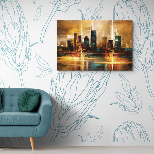 Houston Cityscape - Canvas Wall Art Living Room