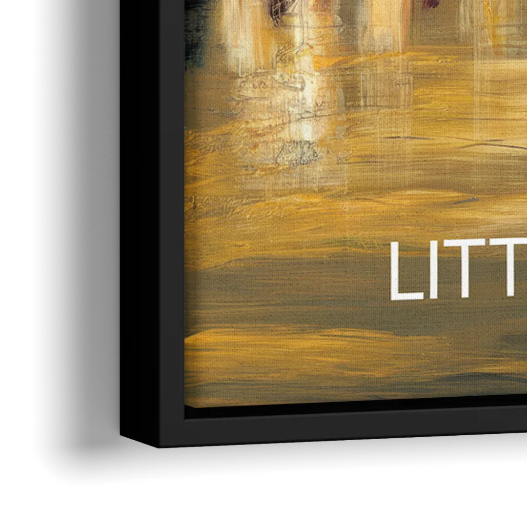 Little Rock Nighttime Skyline - Close-Up Black Frame Canvas