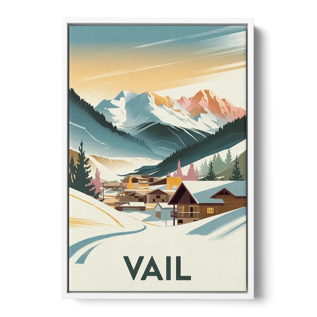 Vail Colorado Charm - White Frame Canvas