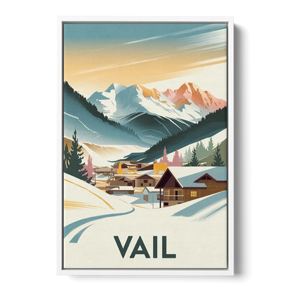 Vail Colorado Charm - White Frame Canvas