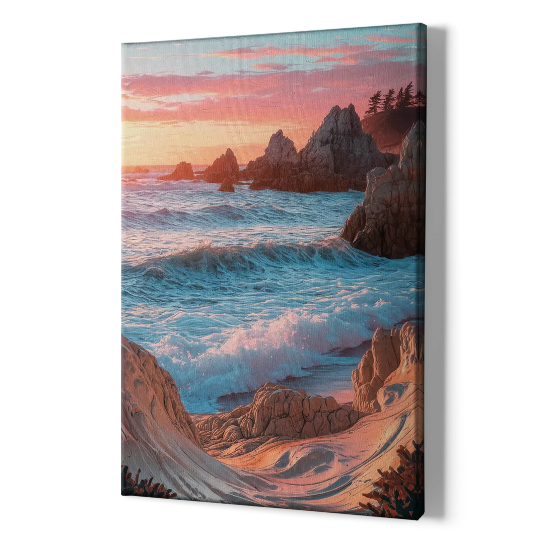 Bandon Beach Waves - Canvas Print Art Sides