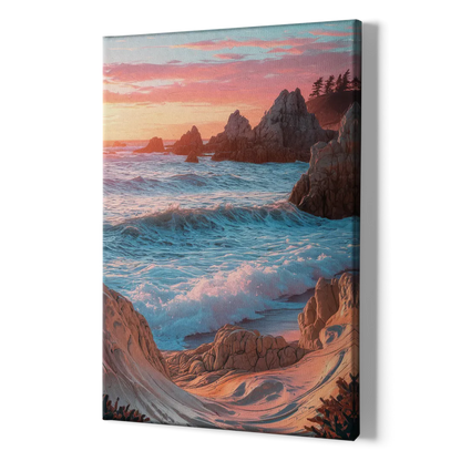 Bandon Beach Waves - Canvas Print Art Sides