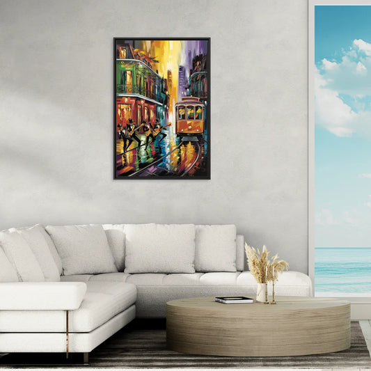 New Orleans Symbols of Culture - Living Room Black Frame Canvas