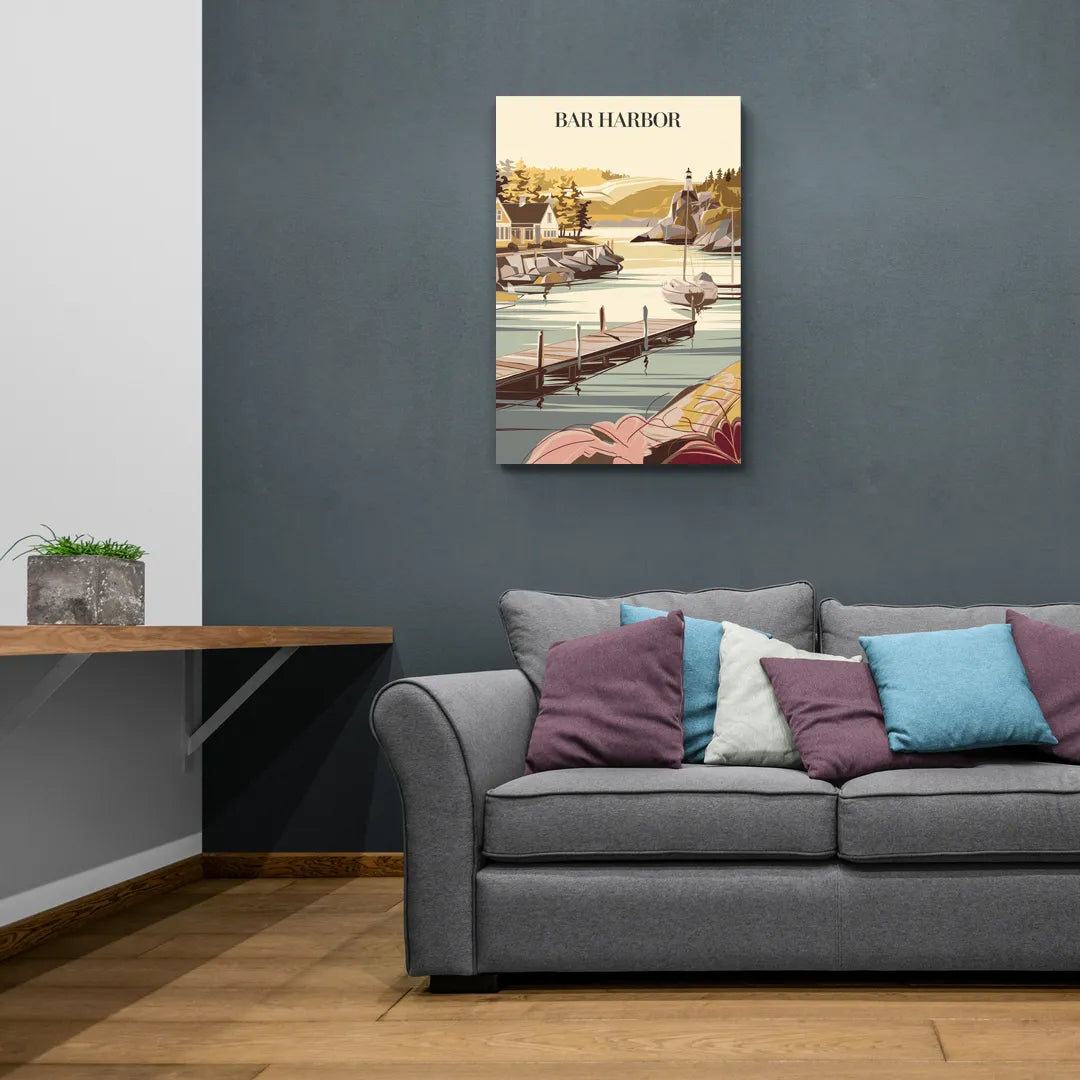 Bar Harbor New England Charm - Canvas Wall Art Living Room
