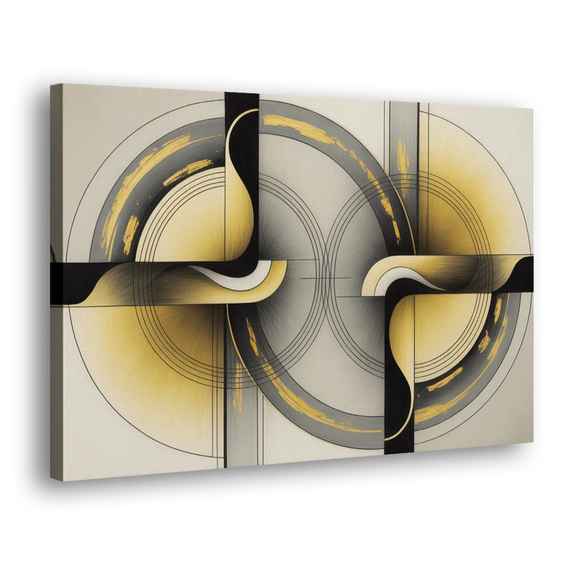 Sophisticated Harmony Yellow and Grey Abstract - Canvas Print Art Sides