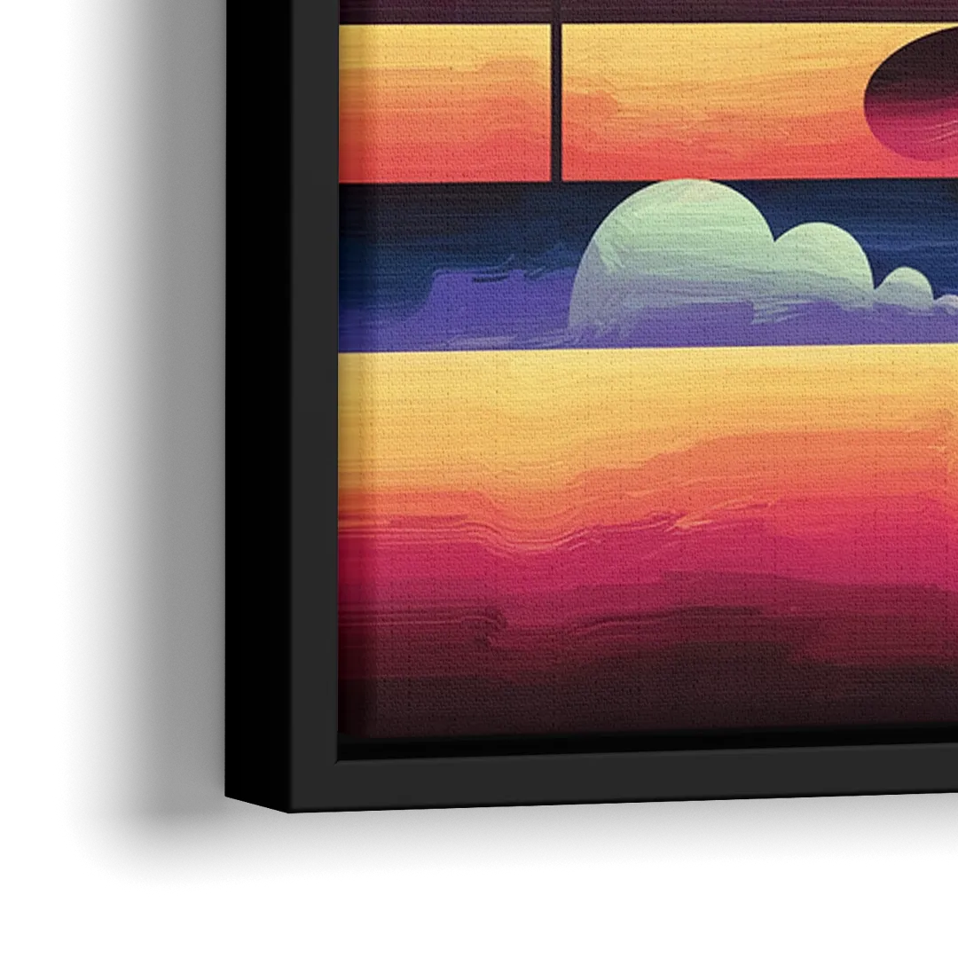 Lubbock Vibrant Cityscape - Close-Up Black Frame Canvas