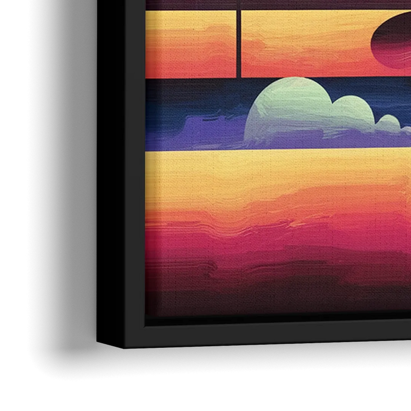 Lubbock Vibrant Cityscape - Close-Up Black Frame Canvas