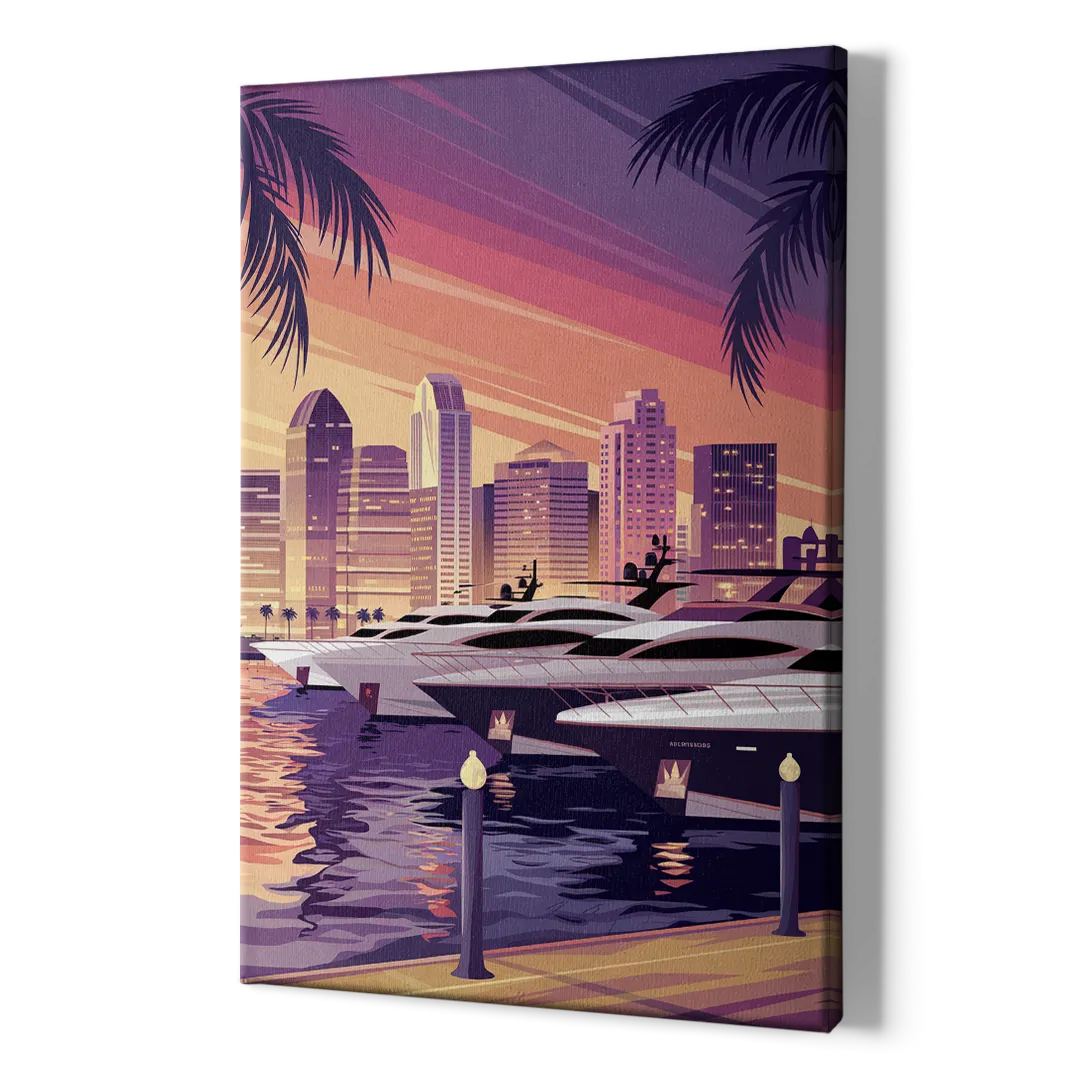 San Diego Harbor View - Canvas Print Art Sides