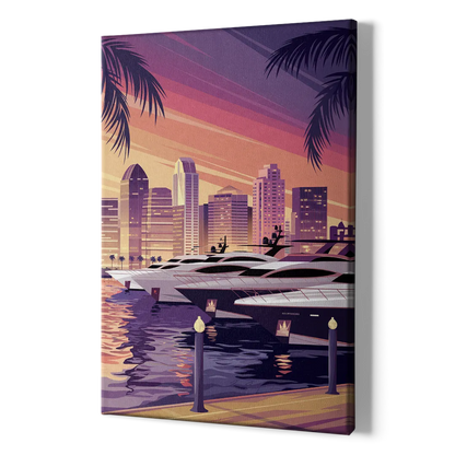 San Diego Harbor View - Canvas Print Art Sides