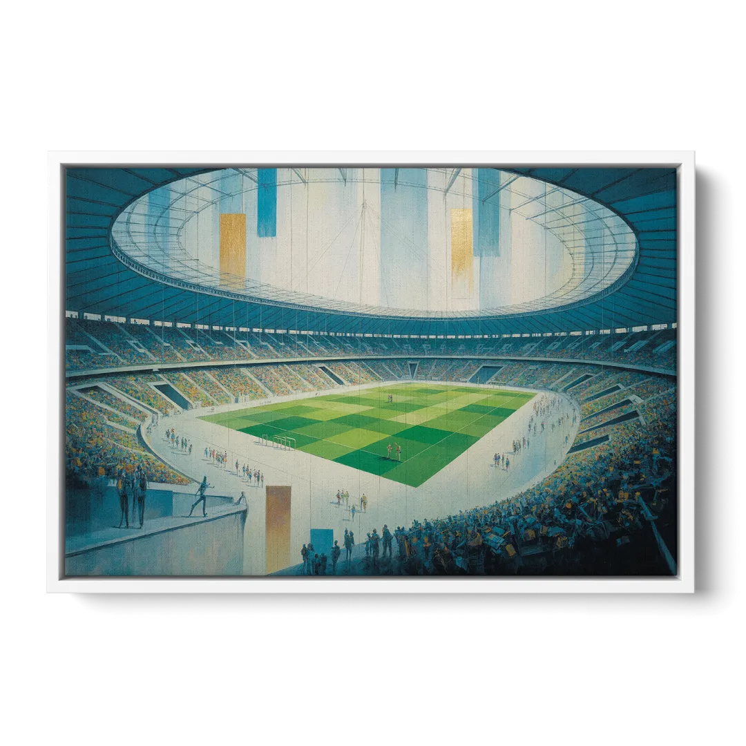Olympic Stadium Panorama - White Frame Canvas