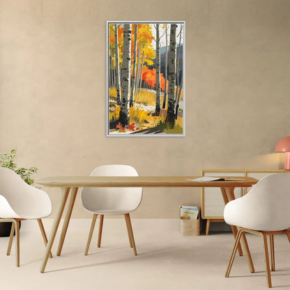 Aspen Vibrant Fall Colors - Living Room White Frame Canvas