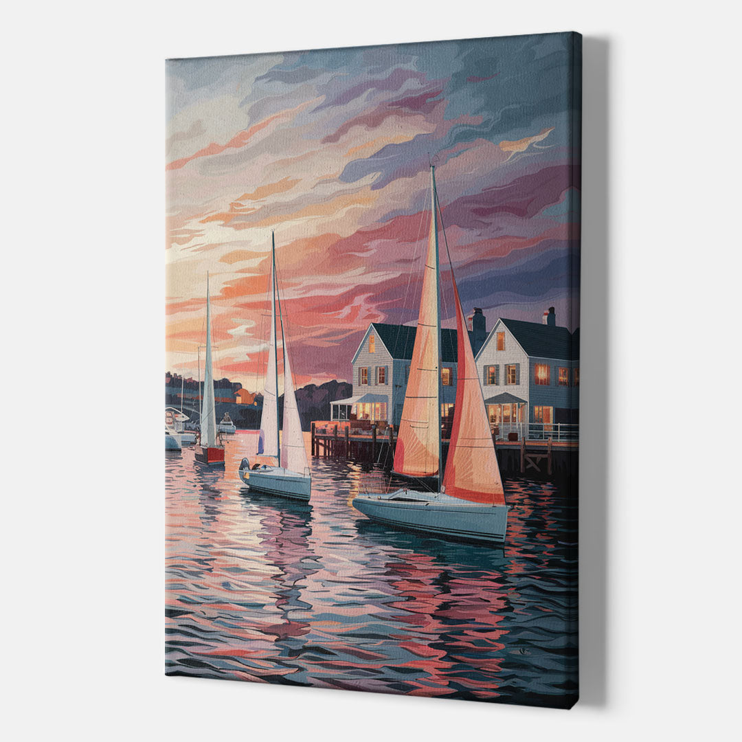 Camden Inner Harbor Sunset - Canvas Wall Art Indoor