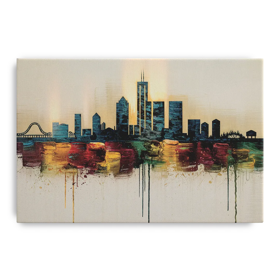 Detroit Skyline Silhouette - Canvas Wall Art