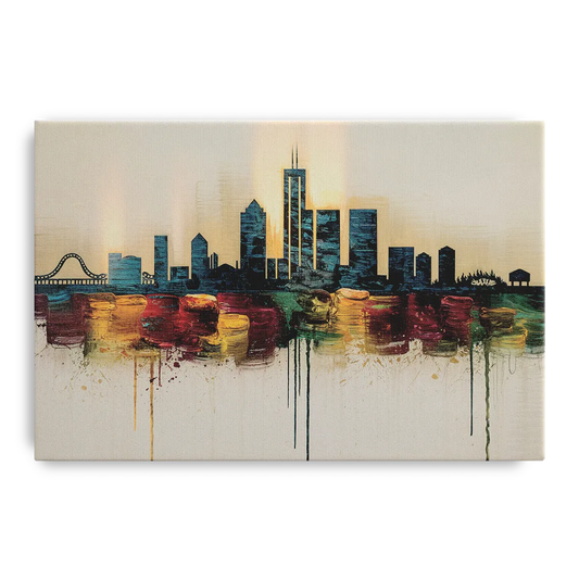 Detroit Skyline Silhouette - Canvas Wall Art