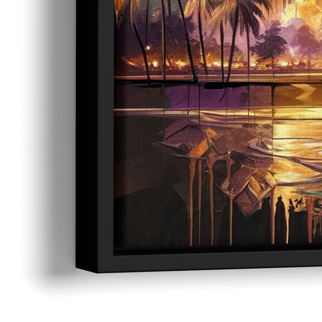 Tampa Modern Downtown View - Close-Up Black Frame Canvas