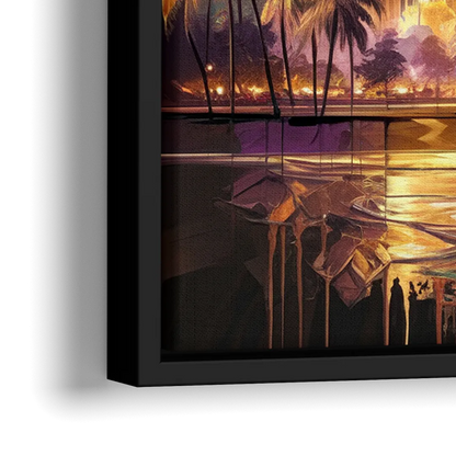 Tampa Modern Downtown View - Close-Up Black Frame Canvas
